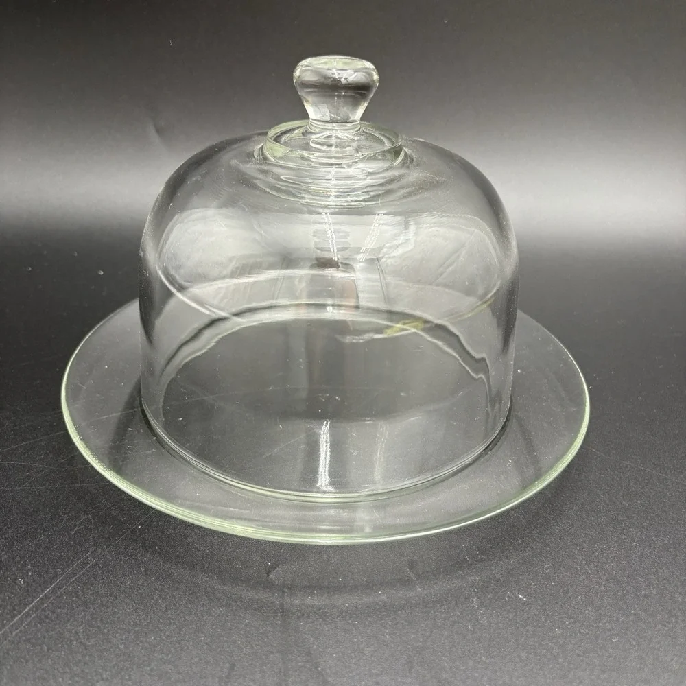 Arcoroc France Clear Glass 2-pc Cheese Dome Covered Serving Dish Vintage